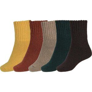 BenSorts Women 5 Packs Brown Red Green Yellow Khaki WinterThick Warm Boots Socks